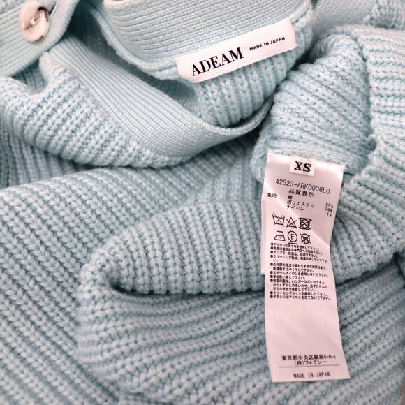 ADEAM Oversize XS Light Blue Sailing Sweater Crop Button Shoulder - Picture 9 of 13